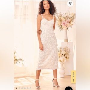 Worn Once! Lulu’s All My Love For You White Lace Sleeveless Midi Dress - M